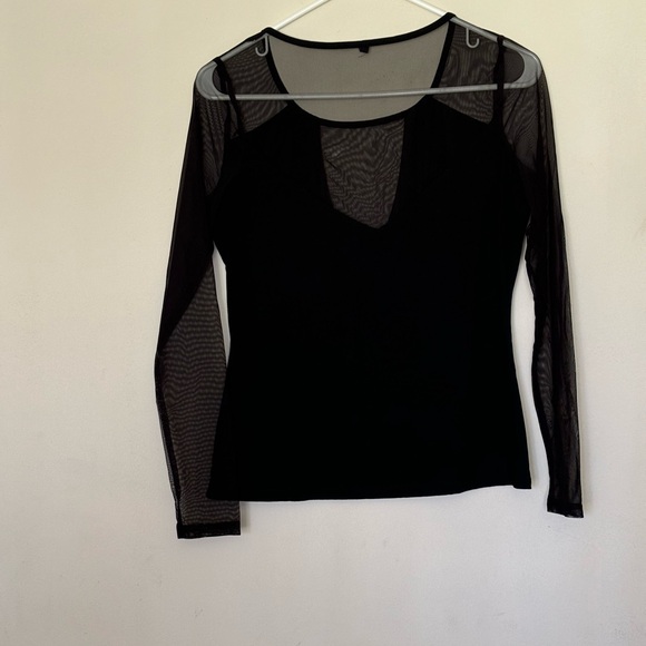 Women’s Black Mesh Long Sleeve Blouse Size Medium - Picture 13 of 13